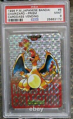 1996 Pokemon Japanese Bandai #6 Charizard Red Prism Carddass Vending Psa 9