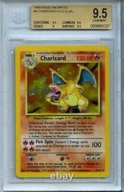 1999 Pokemon 4/102 Charizard Holographic Holo Foil Beckett Bgs 9.5 Gem Mint Rare