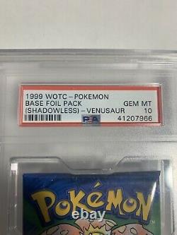 1999 Pokemon Base Set Shadowless Foil Booster Pack VENUSAUR PSA-10