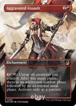 Aggravated Assault (Anime Borderless) (Confetti Foil) #96 (NM) Wilds of Eldra