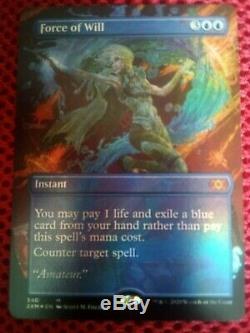 FOIL BORDERLESS FORCE OF WILL Double Masters Magic The Gathering Box Topper VIP