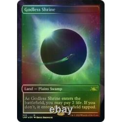 FOIL GODLESS SHRINE (BORDERLESS) (GALAXY FOIL) Unfinity Magic MTG MINT CARD