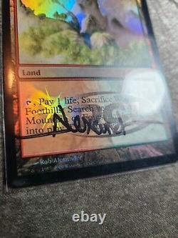 FOIL WOODED FOOTHILLS (JUDGE) Promo Magic MTG MP/LP CARD! SIGNED! ROB ALEXANDER