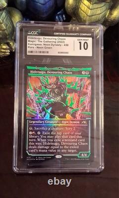 Hidetsugu Devouring Chaos Neon Green Kamigawa Neon Dynasty Foil CGC / PSA 10