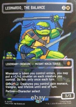 LEONARDO, THE BALANCE M83 Borderless Surge Foil TMNT MTG Commander Pixel Art