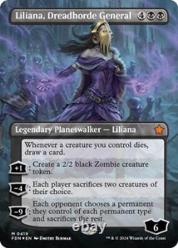 Liliana, Dreadhorde General (Borderless) (Mana Foil) Foundations Magic MTG