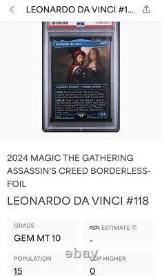 MTG? LEONARDO DA VINCI Borderless FOIL? ACR-Assassin's Creed PSA 10 MYTHIC RARE