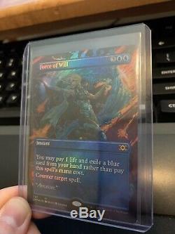 MTG Magic FOIL Force of Will Extended Art Borderless Double Masters NM-M