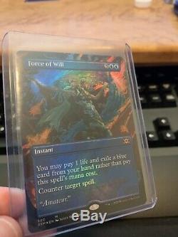 MTG Magic FOIL Force of Will Extended Art Borderless Double Masters NM-M