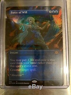 MTG Magic FOIL Force of Will Extended Art Borderless Double Masters NM-M