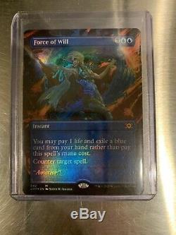 MTG Magic FOIL Force of Will Extended Art Borderless Double Masters NM-M