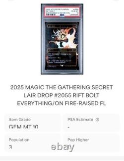MTG? RIFT BOLT Borderless RAISED FOIL? SLD Everything Is On Fire PSA 10 RARE