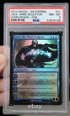 Magic The Gathering Jace, The Mind Sculptor Worldwake Foil Card NM PSA 8
