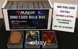 Magic The Gathering MTG 3000 Card Bulk Lot Box with 500 Foils 100 Rares & Mythics