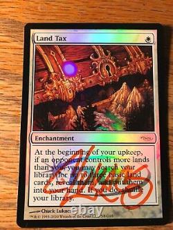 Magic the Gathering MTG foil Land Tax Judge Promo signed by Artist NM