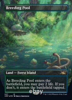 Magic the Gathering (mtg) UNF Breeding Pool (Galaxy Foil) Rare Full Art