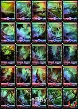 Mtg Battle For Zendikar Japanese Foil Full Art Basic Land Set 25lands Mint Card