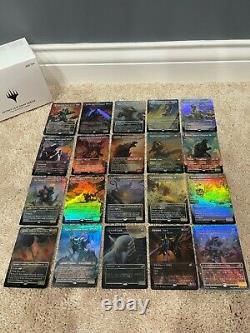 Mtg Complete Foil 20 Card Set Of Ikoria Godzilla Cards & New Secret Lair Lands