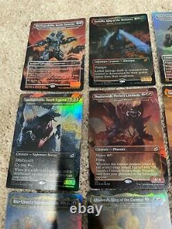 Mtg Complete Foil 20 Card Set Of Ikoria Godzilla Cards & New Secret Lair Lands