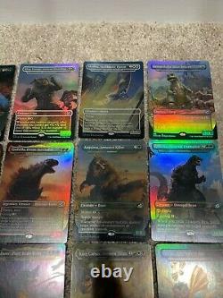 Mtg Complete Foil 20 Card Set Of Ikoria Godzilla Cards & New Secret Lair Lands