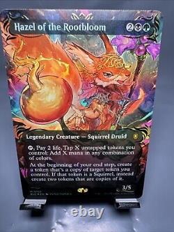 Mtg. Hazel of the Rootbloom. Raised Foil Borderless. Bloomburrow. Pack Fresh M