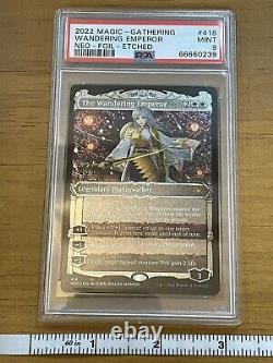 PSA 9 2022 Magic Gathering Wandering Emperor Neo-foil-etched #418 Mint